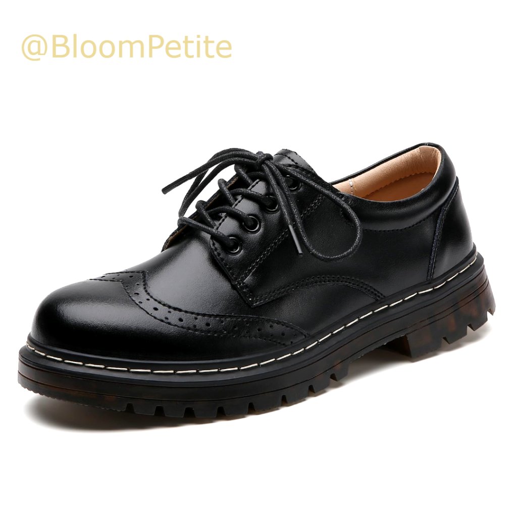 Faux Leather Oxford Platform Shoes With Round Toe And Lace-Up Closure